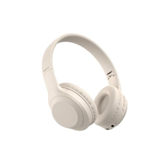 Casque Havit H628BT sans fil et filaire Bluetooth 5.3 pour musique, pliable, beige