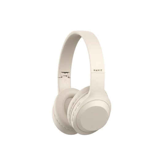 Casque Havit H628BT sans fil et filaire Bluetooth 5.3 pour musique, pliable, beige