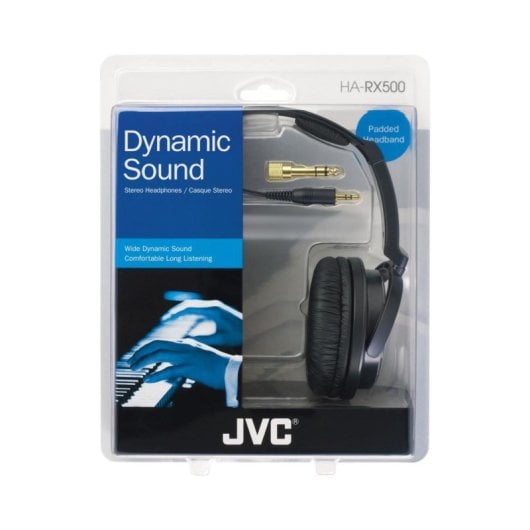 Casque JVC HA-RX500-E filaire connectivité 3,5 mm pour musique noir et blanc