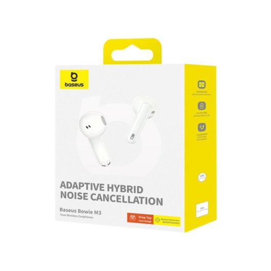 Auriculares Baseus Bowie M3 Inalámbricos Bluetooth TWS com Cancelamento de Ruído Ativo e Microfone Branco