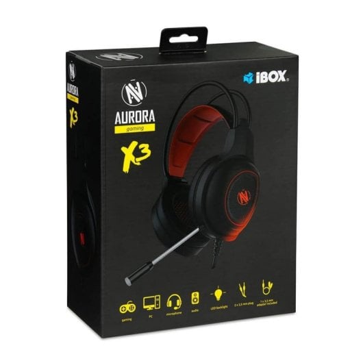 Auriculares iBox X3 con cable, audio estéreo para llamadas y música, control en cable, negro