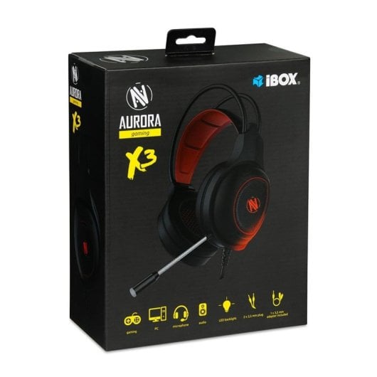 Auriculares iBox X3 con cable, audio estéreo para llamadas y música, control en cable, negro