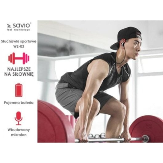 Savio WE-03 Auriculares Desportivos Sem Fios Bluetooth com Microfone e Controlos Integrados Pretos