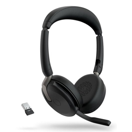 Casque Jabra Evolve2 65 Flex sans fil et filaire Bluetooth avec Annulation Hybride du Bruit, Microphone, pour bureau et centre d'appels, noir