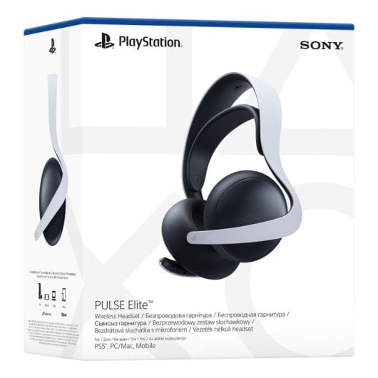 Casque Sony PULSE Elite sans fil Bluetooth gaming avec réduction de bruit, microphone, noir et blanc
