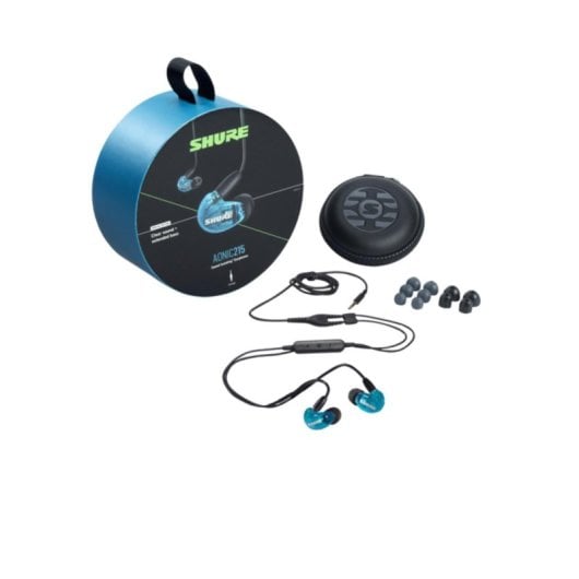 Auriculares Shure AONIC 215 com fio controlo em linha Cancelamento Ativo de Ruído Azul Translúcido