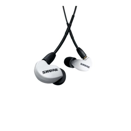 Auriculares Shure AONIC 215 com fio Jack 3,5 mm, Cancelamento Ativo de Ruído, microfone, translúcido/branco