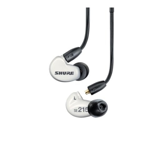 Auriculares Shure AONIC 215 com fio Jack 3,5 mm, Cancelamento Ativo de Ruído, microfone, translúcido/branco