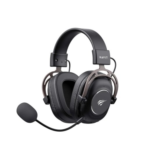 Auriculares Havit H2002YG inalámbricos y con cable Bluetooth para gaming con micrófono, negro y ocre