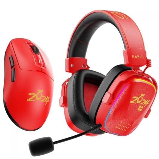Auriculares Havit H2039BG Limited Edition inalámbricos y con cable Gaming Bluetooth con micrófono negro y rojo