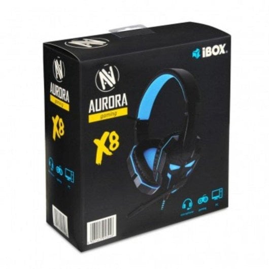 Auriculares Ibox X8 con cable Gaming Jack 3,5 mm y USB Retroiluminación Azul Negro