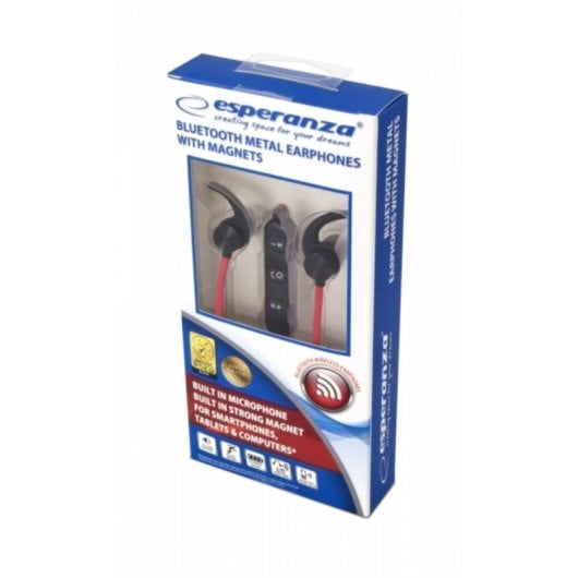 Kopfhörer Esperanza EH186K kabellos Bluetooth mit Geräuschunterdrückung, Sport, schwarz-rot