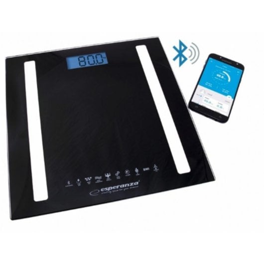 Báscula personal Esperanza EBS016K electrónica cristal negro Bluetooth IMC 180 kg