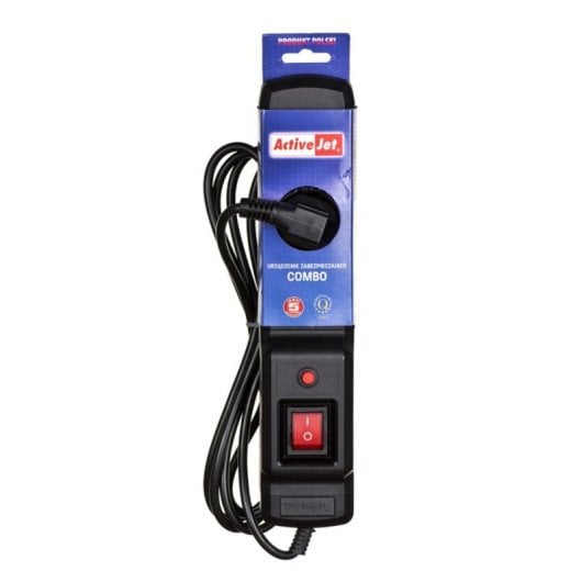 Steckdosenleiste Activejet COMBO 3GN 1,5m 3x Typ E Kunststoff Schwarz Schalter
