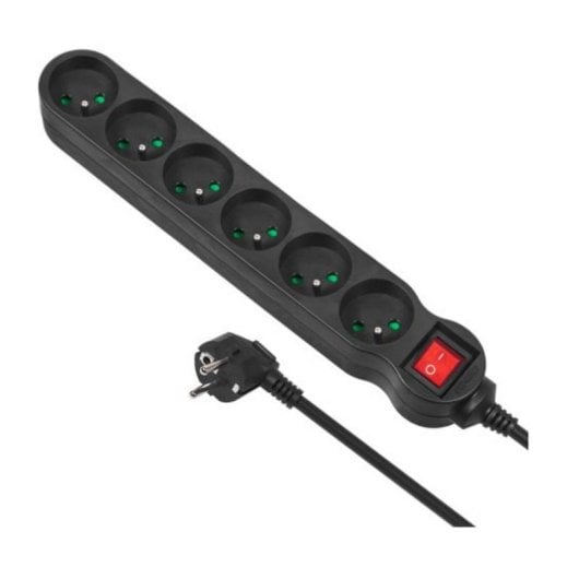 Multiprise Maclean MCE225 6 Prises avec Interrupteur et Sécurité 1,5 m Noir