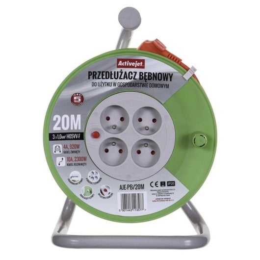 Steckdosenleiste Activejet AJE-PB/20M 4 Steckplätze mit Überhitzungsschutz 20 m Kabel