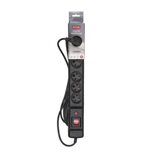 Extensão elétrica Activejet COMBO 6GN 3 m 6 tomadas Tipo E interruptor proteção
