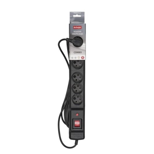 Extensão elétrica Activejet COMBO 6GN 5 m 6 tomadas Tipo E interruptor proteção