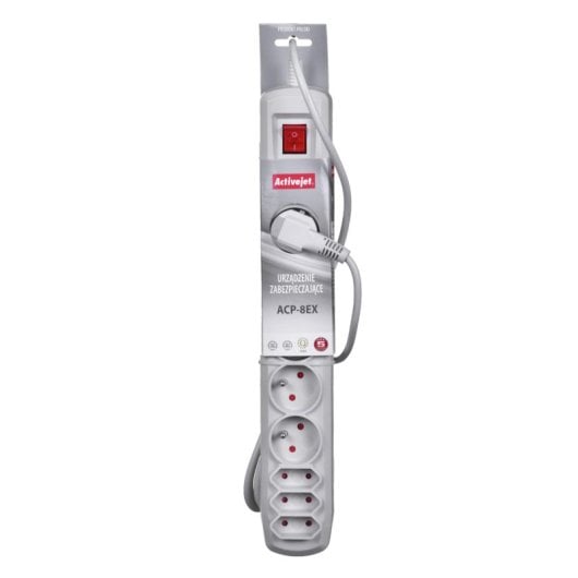 Multiprise Activejet APN-8G/5M-GR 8 prises 5 m avec interrupteur et protection sécurité