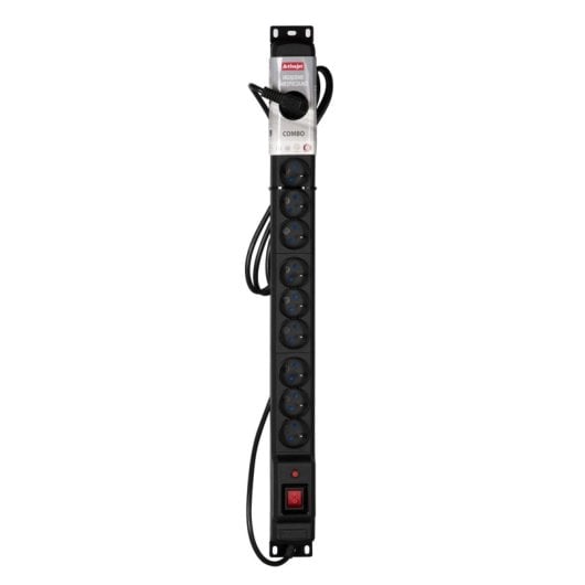 Multiprise Activejet COMBO 12 prises 1,5 m protection surtension noir