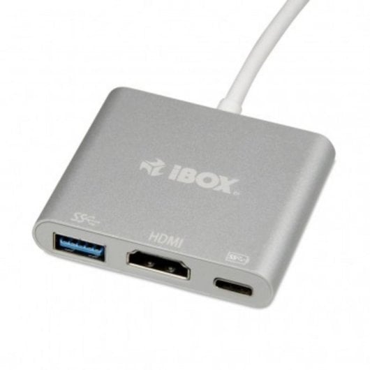 iBox IUH3CFT1 Hub USB-C com HDMI, USB 3.2 Gen1 Tipo-A e Tipo-C Prateado