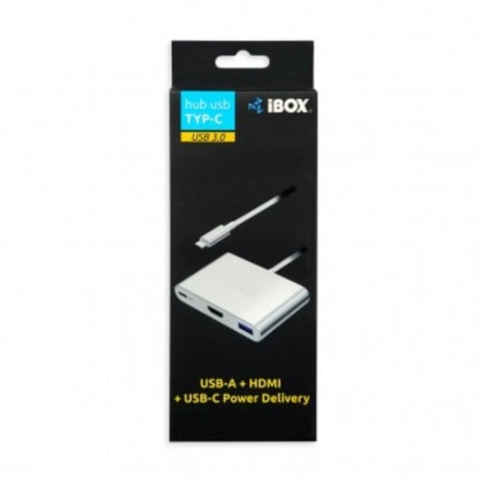 iBox IUH3CFT1 Hub USB-C com HDMI, USB 3.2 Gen1 Tipo-A e Tipo-C Prateado
