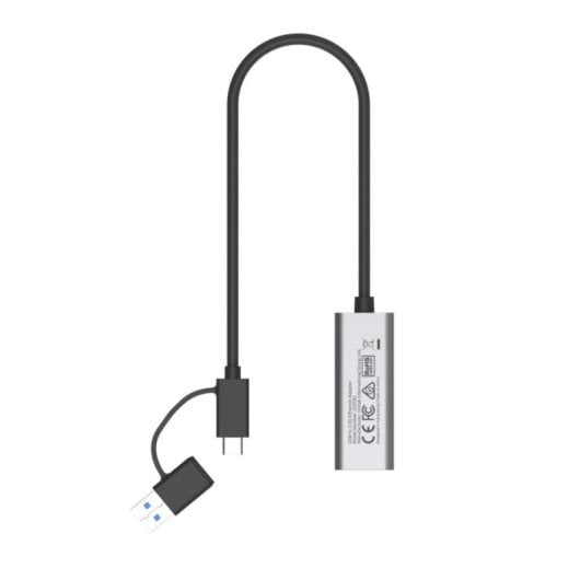 Adaptador USB Red UNITEK U1313C 2.5Gbps Type-A y Type-C Aluminio Space Grey