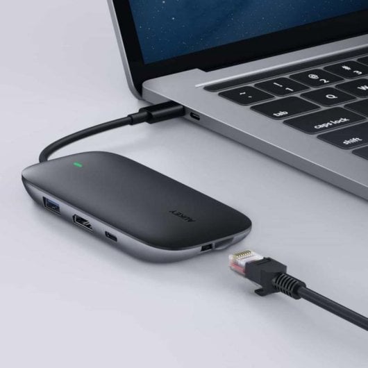 Docking Station AUKEY CB-C71 100 W USB-C HDMI RJ-45 Lector SD Negro