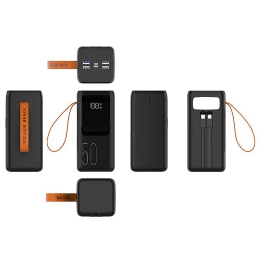 Powerbank Tracer VOUGE-5 50000 mAh 20 W Preto com Display LCD e Lanterna Integrada