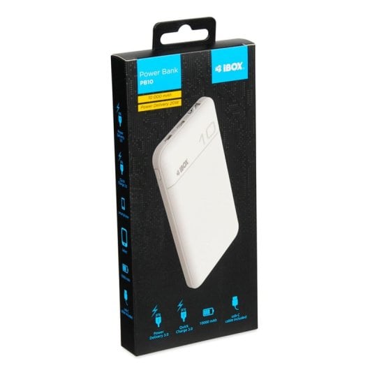 Powerbank iBox IPB10 10000 mAh Blanco PD 3.0 QC 3.0 20 W USB-C y USB-A