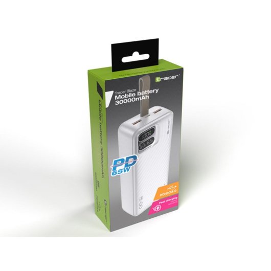 Power bank Tracer Blaze 30000 mAh Quick Charge 3.0 65 W Blanco