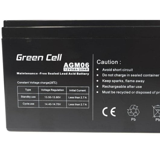 Bleiakku Green Cell AGM06 12V 9Ah VRLA Schwarz Kompakt 1 Stück