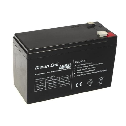 Batterie Green Cell AGM04 12 V 7 Ah Plomb VRLA Noir Compacte