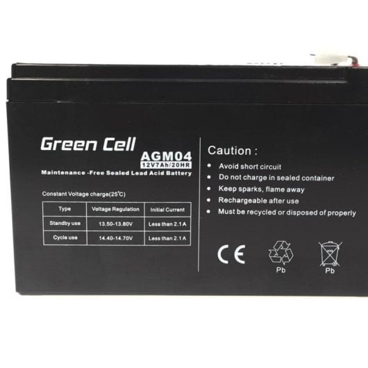 Batterie Green Cell AGM04 12 V 7 Ah Plomb VRLA Noir Compacte