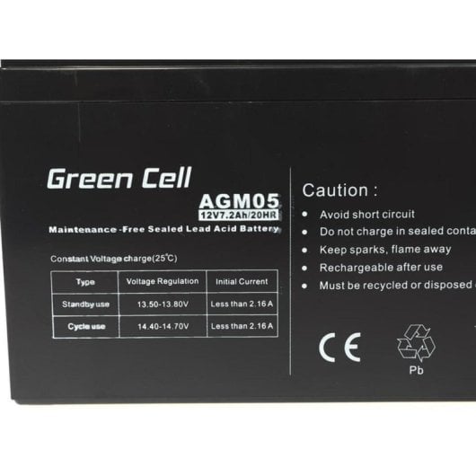 Batterie Green Cell AGM05 12 V 7.2 Ah VRLA Schwarzes Gehäuse für USV und Alarmsysteme