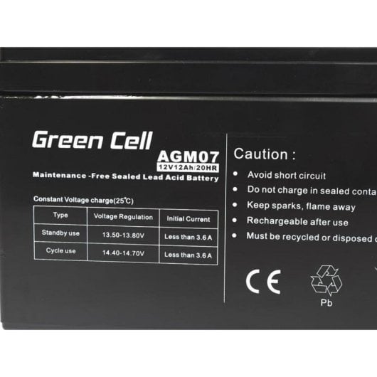 Batteria Green Cell AGM 12V 12Ah Piombo Sigillato VRLA 12.000 mAh Nero