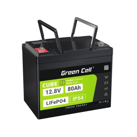 Batería Green Cell LFPGC12V80AH 12,8 V 80 Ah LiFePO4 Black Green