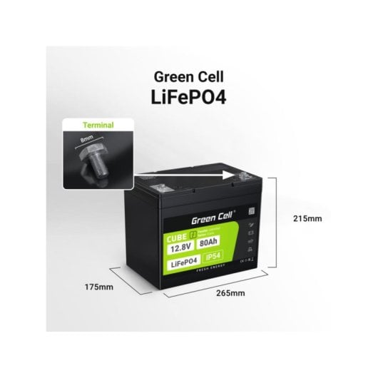 Batería Green Cell LFPGC12V80AH 12,8 V 80 Ah LiFePO4 Black Green
