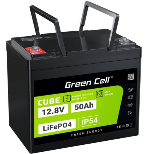 Batteria Green Cell LFPGC12V50AH LiFePO4 12V 50Ah 640Wh IP54 Nero Verde