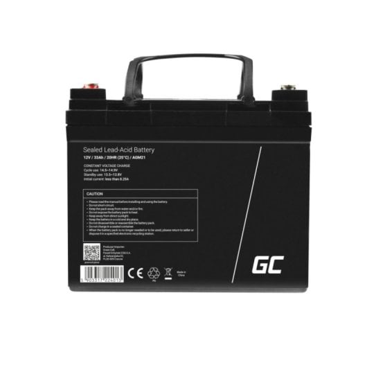 Batteria Green Cell AGM21 Piombo Sigillato VRLA 12V 33Ah 1pz Nero