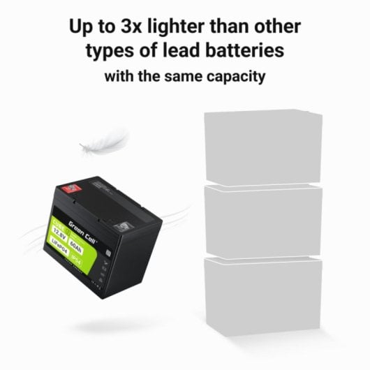Batería Green Cell LFPGC12V60AH 12,8 V LiFePO4 60 Ah Negra Verde IP54