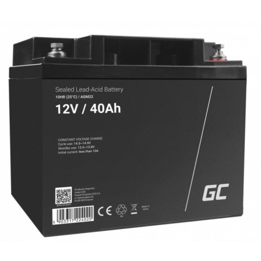 Batería Green Cell AGM22 12 V 40 Ah Sellada Negra AGM VRLA