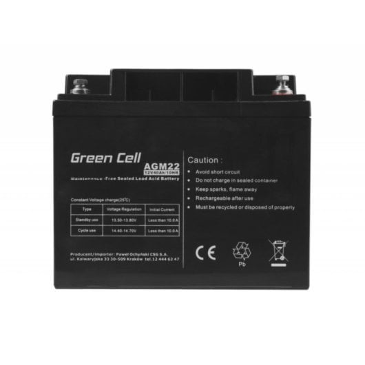 Batería Green Cell AGM22 12 V 40 Ah Sellada Negra AGM VRLA