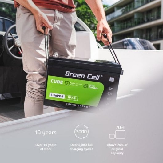 Batteria Green Cell CUBE LiFePO4 125Ah 12.8V 1600Wh IP54 per camper e barca