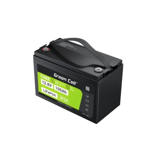 Batterie Green Cell LFPGC12V100AH LiFePO4 12,8 V 100 Ah 1280 Wh IP54 Noir Vert