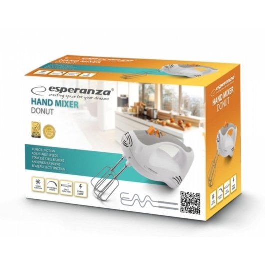 Batidora de mano Esperanza EKM009 Gris Blanco 250 W Mango ergonómico