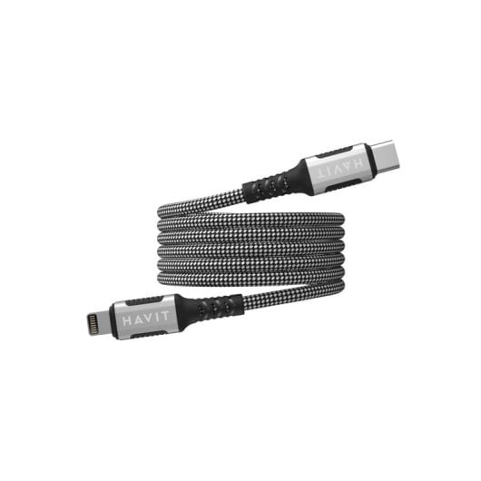 Cabo Havit 6939119077563 1 m Lightning USB C Preto Prata 4 mm