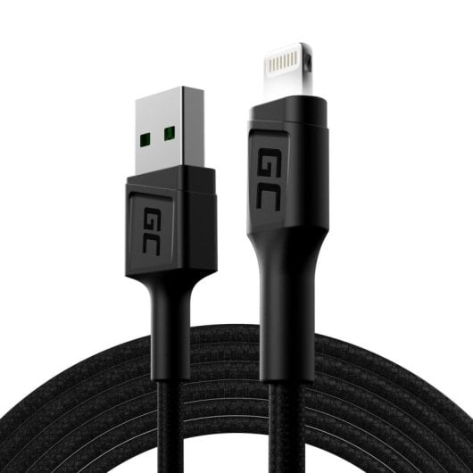 Kabel Green Cell KABGC12 2 m Lightning USB A gerade schwarz