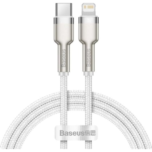 Cabo Baseus Cafule 1 m Lightning USB C Branco transferência de dados 480 Mbps
