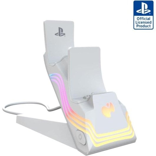 Soporte de recarga Turtle Beach PDP PS5 Afterglow Wave Dual Charger RGB Blanco